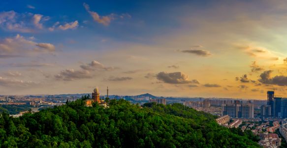 全景,城镇,生活工作,道路,都市,森林