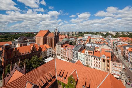 建筑,都市,波兰,托伦,城镇,道路,全景,国外,天空,树木