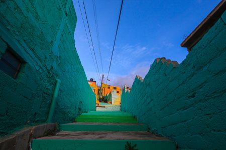 城镇,建筑,天空,楼梯,国外,墨西哥