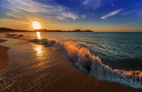 自然风光,海洋,日落,太阳,天空