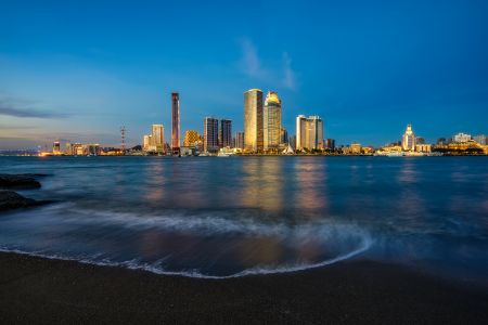 建筑,城镇,建筑夜景,夜景照明,都市,江河