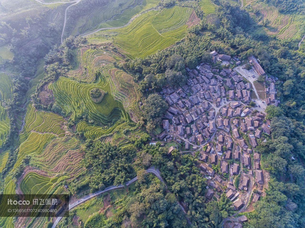 梯田,航拍,中国