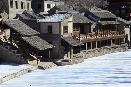 村镇,雪,冬天,城镇,建筑,北京