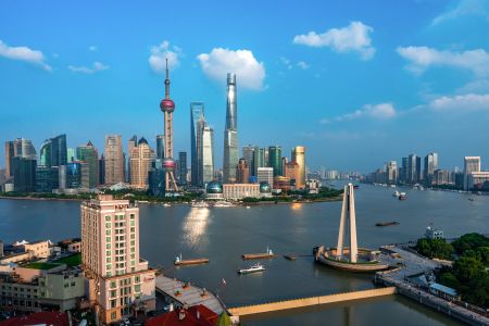上海,江河,天空,都市,建筑,船,现代建筑,上海外滩,城镇,景点,中午,航拍