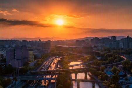 日落,都市,道路,城市夜景,全景,城镇,夜晚