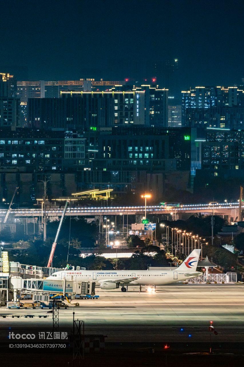 建筑,飞机,建筑夜景