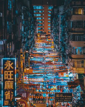 香港,都市,夜晚,女人街,步行街,城镇,建筑,节日节气,景点