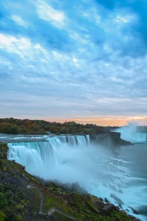 自然风光,瀑布,天空,白云,雾,森林