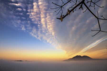 天空,白云,自然风光,日出,日落,全景,山川,卷积云