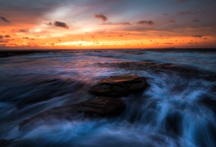 自然风光,日落,海洋,天空,岩石