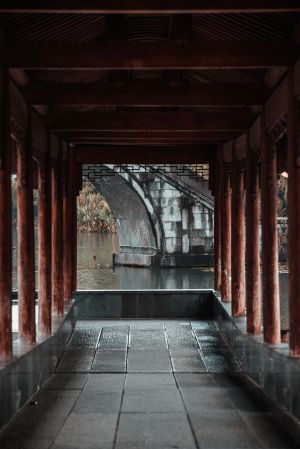 中式传统建筑,中国,走廊过道,江河,建筑,桥,城镇