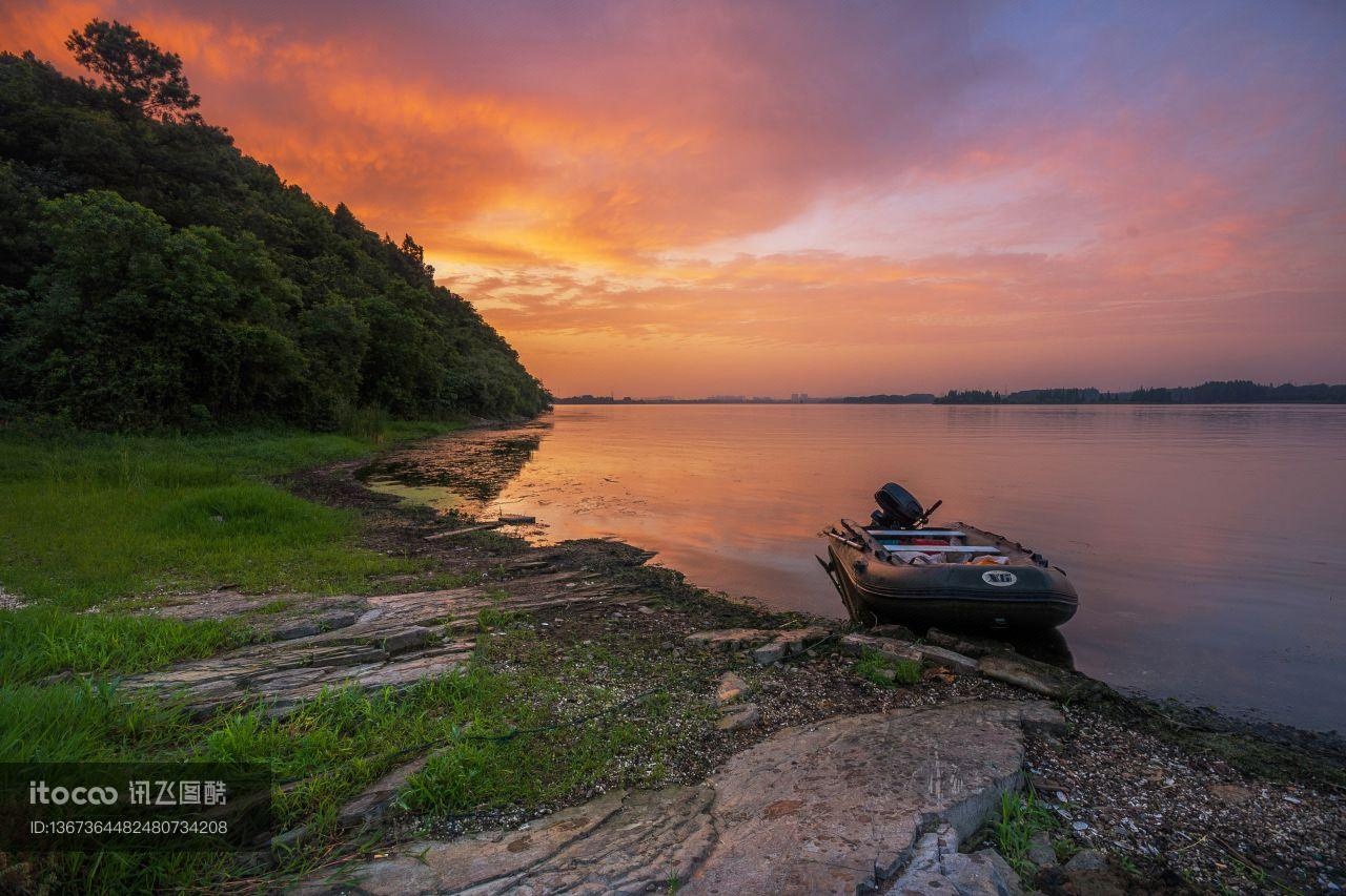 自然风光,湖泊,山丘