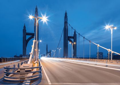 建筑,道路,天空,夜晚,城镇,桥,灯光