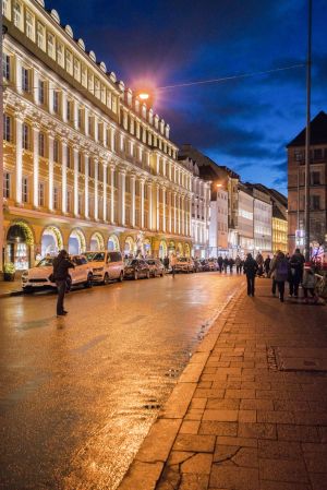 德国,现代建筑,城市街道,慕尼黑,城镇,建筑,都市,民俗风情,国外,建筑夜景,夜景照明,步行街