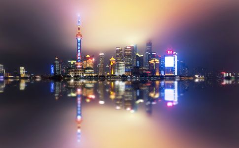 上海,建筑,都市,夜晚,城镇,全景,上海外滩