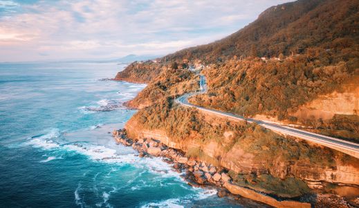 海洋,自然风光,森林,天空,山川,俯瞰,植物,树木,道路,白云,岩石