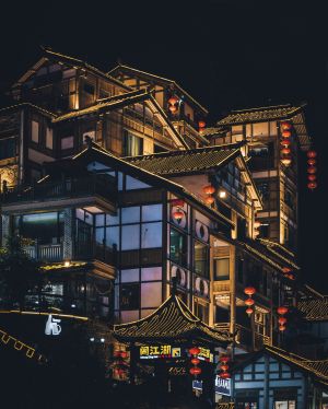 城镇,建筑,夜晚,夜景
