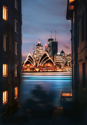 悉尼歌剧院,城镇,建筑,澳大利亚,湖泊