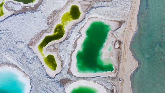 自然风光,荒漠,湖泊,航拍,道路