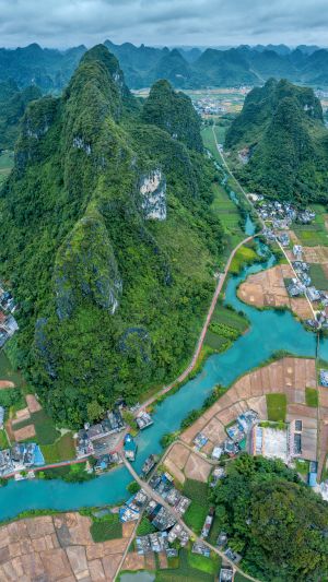 自然风光,森林,天空,江河,山川,俯瞰,建筑