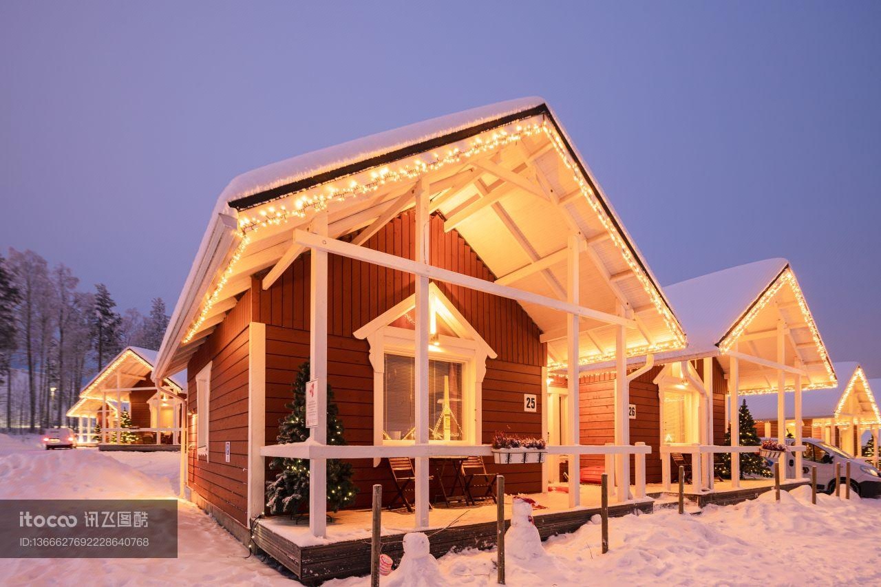 雪,现代建筑,度假别墅