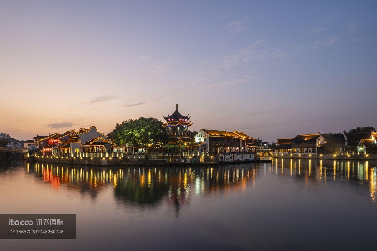 湖泊,建筑,建筑夜景