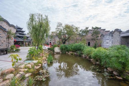 小池子,城镇,建筑,民俗风情,全景,天空,树木,植物
