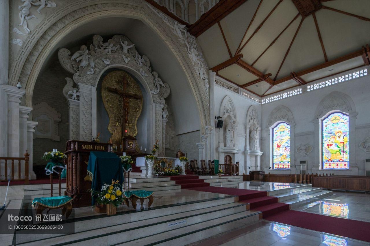 印度尼西亚,巴厘岛,教堂内部