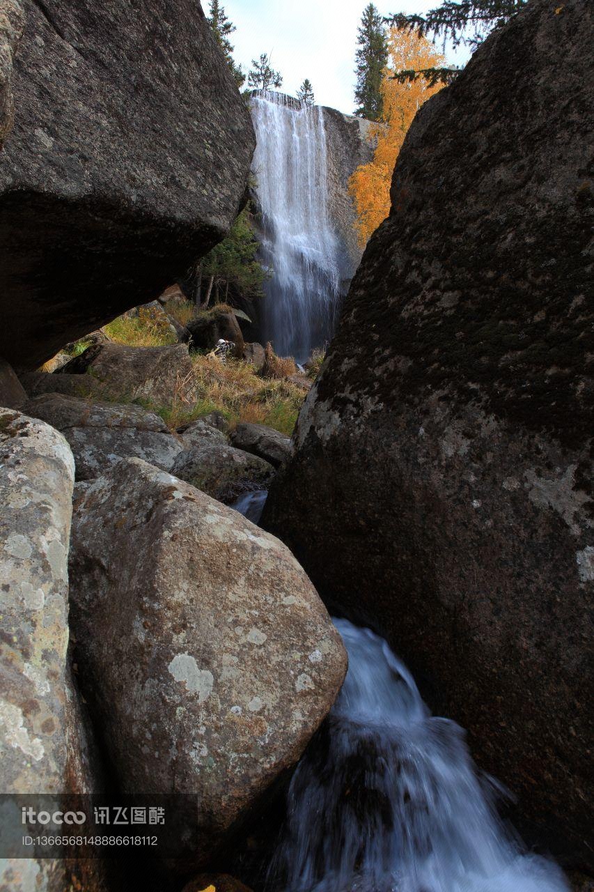 瀑布,峡谷,自然风光