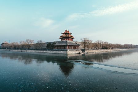 北京,景点,历史古迹,建筑,故宫角楼,传统建筑,城楼,自然风光,冬天,天空