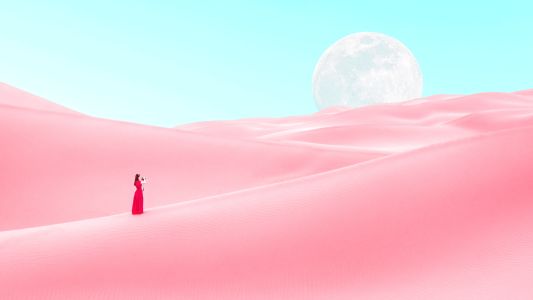 自然风光,月亮,沙漠,天空