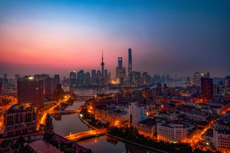 上海,建筑夜景,都市夜景,江河,都市,建筑,夜晚,天空,景点,道路,航拍,城镇,城市夜景,夜景摄影