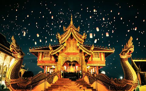 国外,建筑,景点,宗教文化,泰国,建筑夜景,城镇,夜晚,全景,天空,传统建筑,寺塔