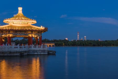 建筑,北海,公园,夜景北海公园,湖泊,自然风景,传统建筑,中国,北京
