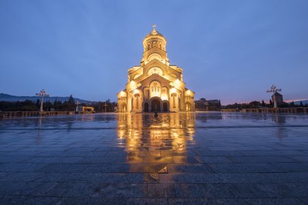 夜晚,建筑,城镇,格鲁吉亚