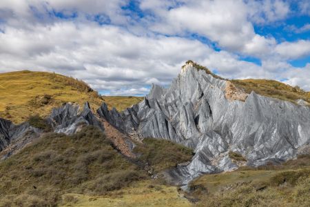 川西,中国,四川,自然风光,山川,草原,天空,白云,岩石