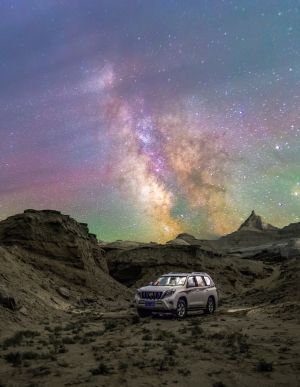 星空,山川,交通工具,汽车,自然风光,日落,轿车