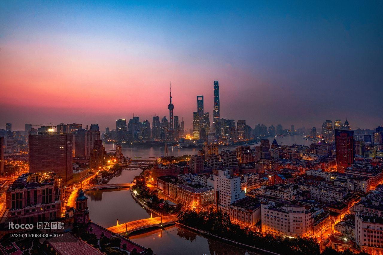 上海,建筑夜景,都市夜景