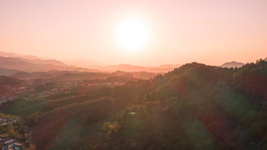 航拍,自然风光,雾,建筑,山川,植物,树木,都市,城镇