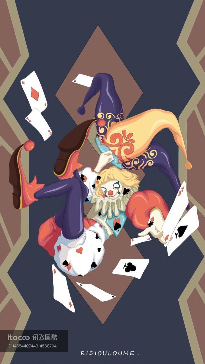 小丑,扑克牌,设计元素