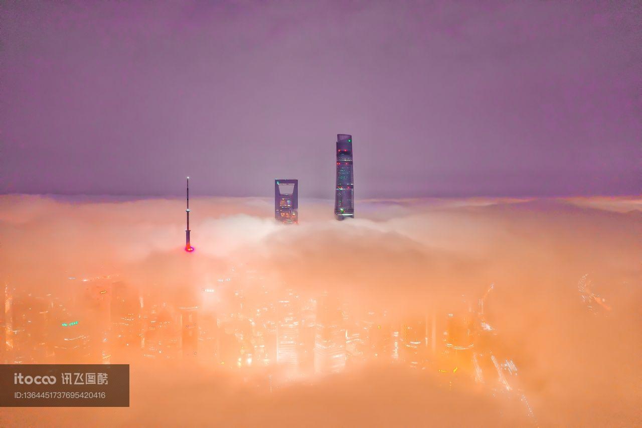 建筑,雾,高楼
