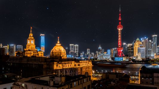 建筑,上海,城镇,星空,夜晚,全景,都市夜景,上海外滩,东方明珠,现代建筑,景点