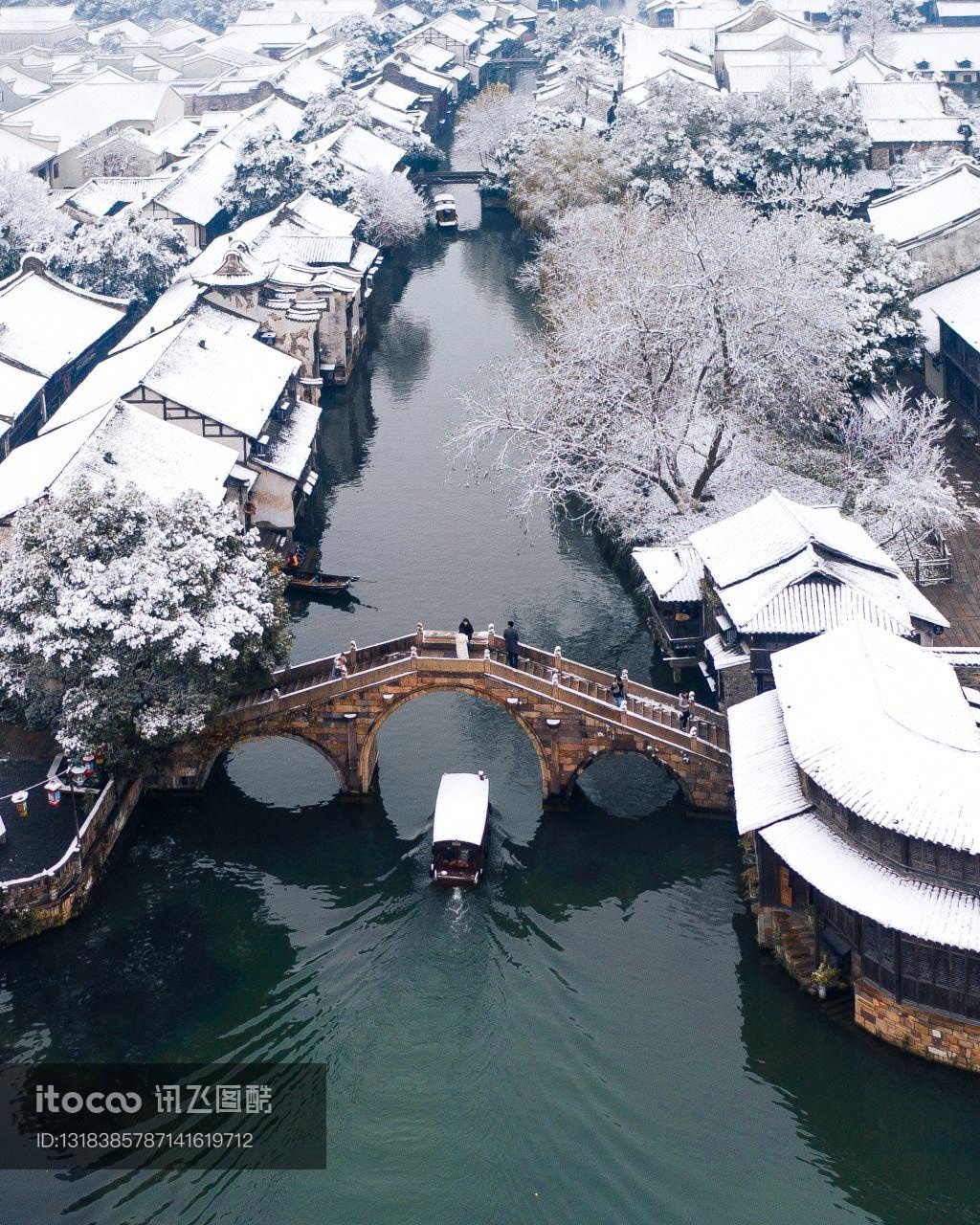 浙江,冬天,城镇