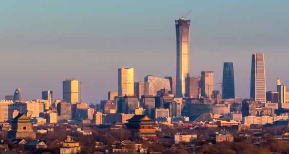 城镇,日落,建筑,都市