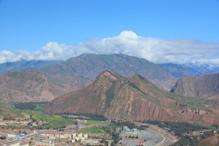 山川,天空,中国,青海,白云,全景,自然风光,草原