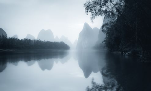 江河,山峦,自然风景,自然风光,云雾,天空