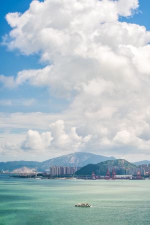 天空,自然风光,白云,海洋,城镇,山川,建筑