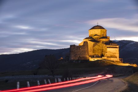 历史古迹,夜晚,格鲁吉亚,建筑,城镇,道路,公路,国外