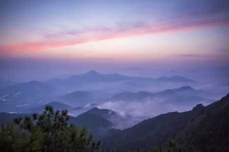 天空,自然风光,山川,云雾,日落,全景,俯瞰,树木
