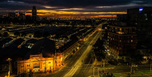 澳大利亚墨尔本城市,建筑夜景,都市夜景,夜景摄影,建筑,夜晚,俯瞰